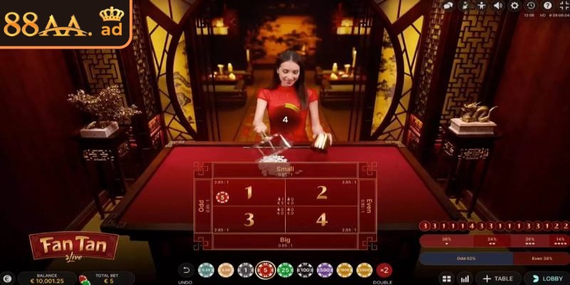 Fantan 88AA – Thử thách trí tuệ và cơ hội thắng lớn 2 Bàn cược được hiển thị hình tròn với khay hạt trung tâm